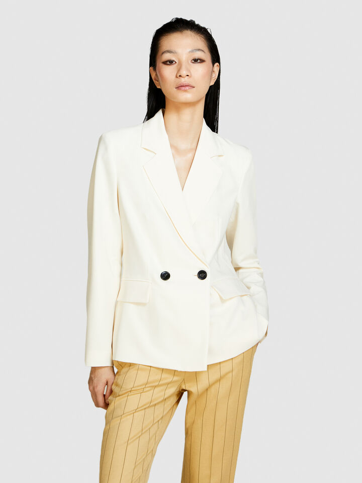 Double-breasted slim fit blazer - women's blazers - Creamy White | Sisley image number 4